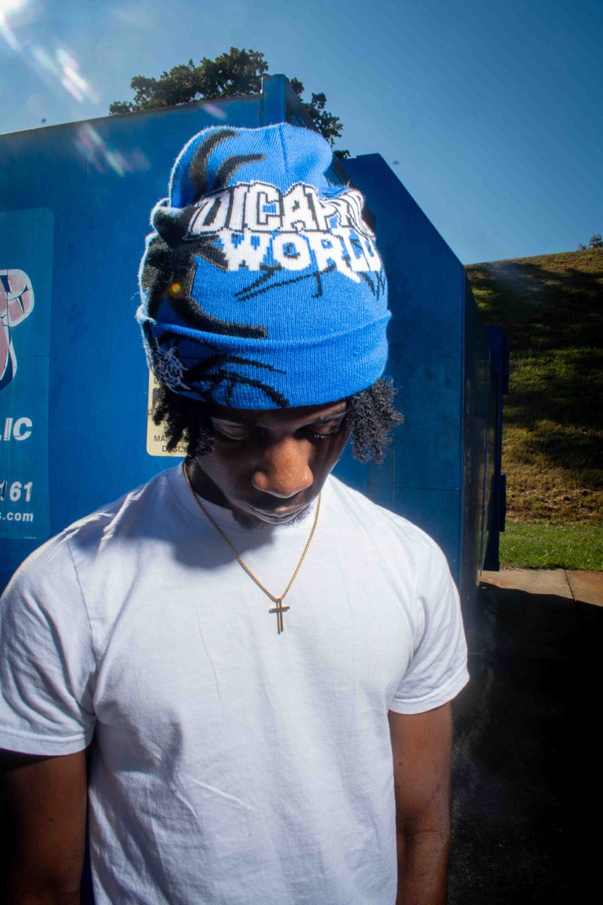 Azure Blue "The World is Yours" Beanie